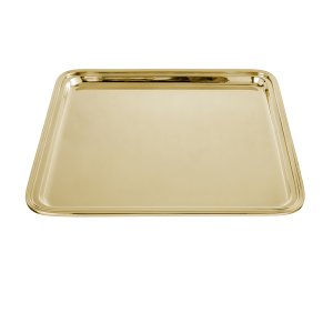 Linea Medium – Gold Plated Rectangular Brass Serving Tray