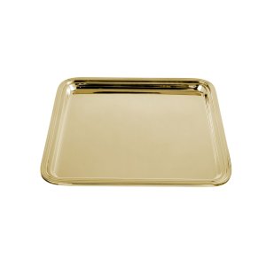 Linea Medium 2– Gold Plated Rectangular Brass Serving Tray