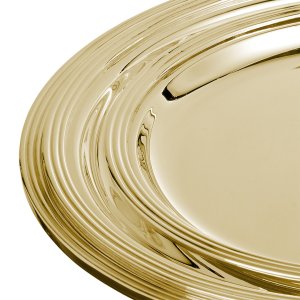 Opal Harmony Serving Tray Set - Elegant Two-Piece Gold-Plated Brass Tray Ensemble