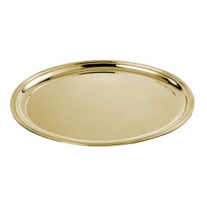 Celeste Large Round Tray - Grand Gold-Plated Round Tray with Textured Rim