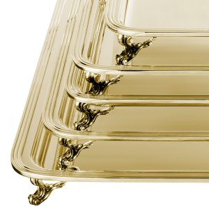 Imperial Heights Serving Tray Set - Elevated Gold-Plated Brass Tray Collection
