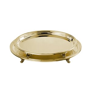 Victoria Oval Tray Set Two-Piece Silver-Plated Brass Oval Gold Tray Collection
