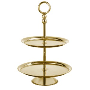Classic Two-Tier Silver-Plated Gold Serving Stand