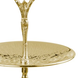 Textured Two-Tier Silver-Plated Golden Dessert Stand