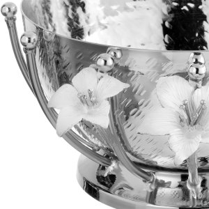 Gold & Silver Decorative Bowl with Enamel Lily Details