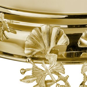 Decorative Silver-Plated Brass Floral Gold Tray