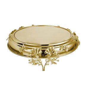 Decorative Silver-Plated Brass Floral Gold Tray