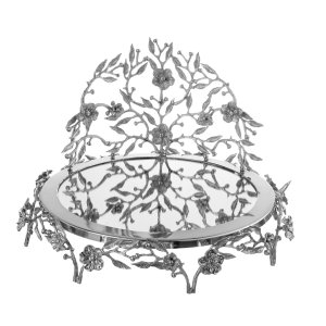 Silver Floral Brass Decorative Tray