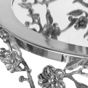 Silver Floral Brass Decorative Tray
