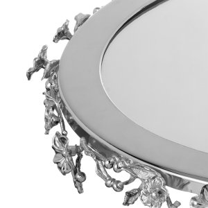 Elegant Gold-Plated Brass Floral Silver Tray