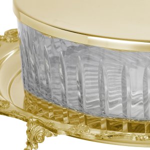Silver-Plated Gold Crystal Covered Bowl with Tray