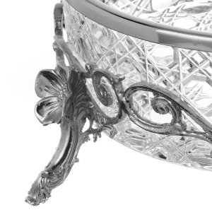 Regal Crystal Bowl with Ornate Silver Floral Feet