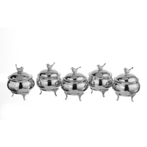 Silver Songbird Spice Jar Set (5-Piece)