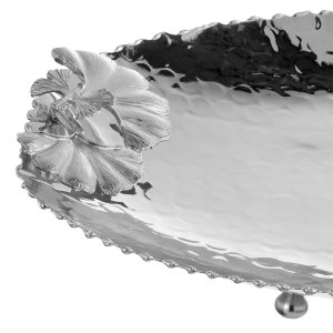 Silver Bloom – Hammered Brass Bowl with Silver-Plated Floral Accents