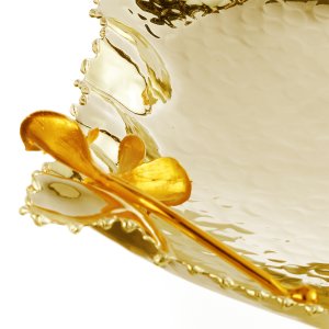 Calla Harmony – Gold Handcrafted Brass Bowl with Premium Floral Embellishments