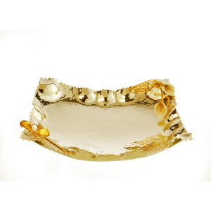 Calla Harmony – Gold Handcrafted Brass Bowl with Premium Floral Embellishments