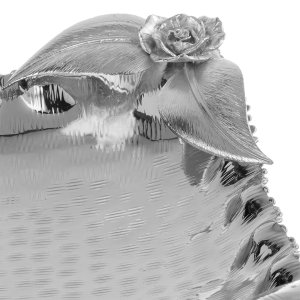 Silver Rose – Floral Brass Bowl with Textured Finish