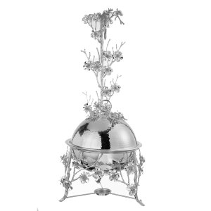Lotus Blossom Covered Serving Dome with Tall Floral Handle