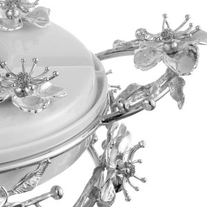 Rotating Porcelain Serving Dish with Floral Details