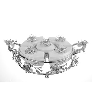 Rotating Porcelain Serving Dish with Floral Details