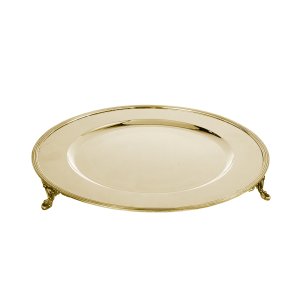 Silver-Plated Brass Decorative Gold Tray with Elegant Feet