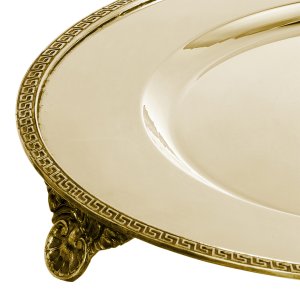 Silver-Plated Brass Decorative  Gold Tray with Rope Border
