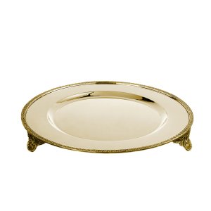 Silver-Plated Brass Decorative  Gold Tray with Rope Border