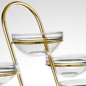 Six-Bowl Spiral Glass Display Gold Stand