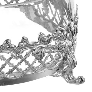 Silver Floral Footed Serving Bowl
