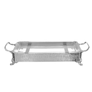Regal Textured Silver Glass Tray
