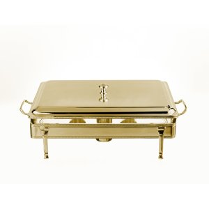 Rectangular Glass Chafing Dish with Gold Stand