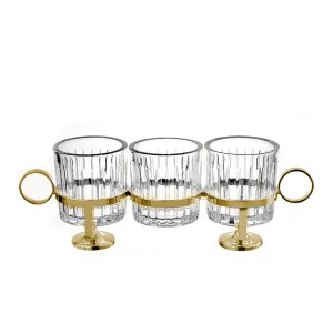 Modern Triple Glass Server with Chrome Stand