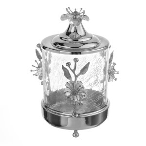 Lotusa Collection – Decorative Glass Canister with Flower Motifs