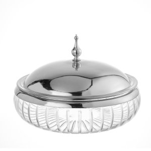Silver-Lidded Crystal Candy Bowl