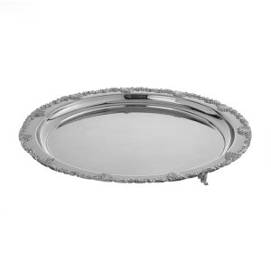 Aurora Regal – Silver Finished Oval Brass Tray with Raised Feet