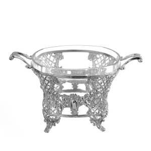Baroque Silver-Plated Basket with Glass Bowl