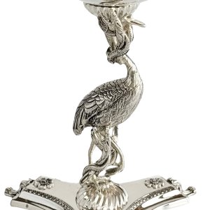 Elegant Silver-Plated Caviar Stand with Heron Motif