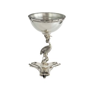 Elegant Silver-Plated Caviar Stand with Heron Motif