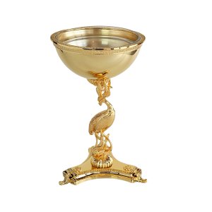 Gold-Plated Caviar Stand with Heron Sculpture