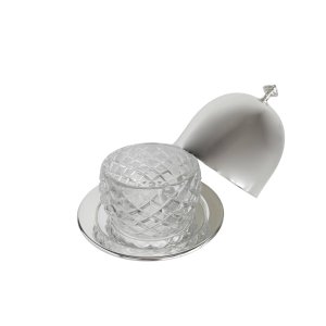 Silver-Plated Dome Caviar Server with Cut Glass Insert