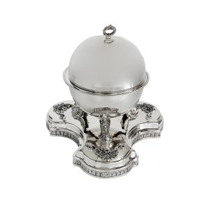 Deluxe Silver-Plated Caviar Stand with Hinged Dome Lid