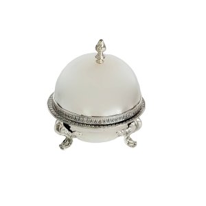 Vintage-Style Silver Caviar Server with Dome and Glass Insert