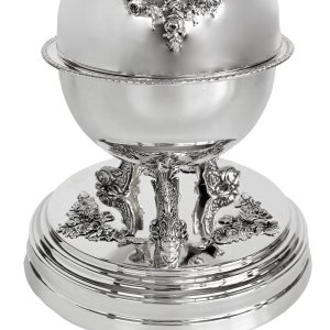 Baroque Silver-Plated Caviar Stand with Ornate Dome