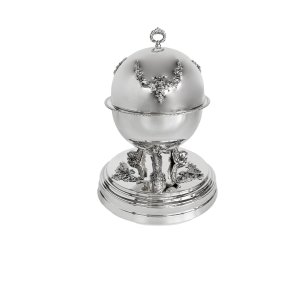 Baroque Silver-Plated Caviar Stand with Ornate Dome