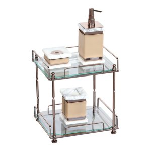 Two Tier Bathroom Organizer Rose PVD Finish