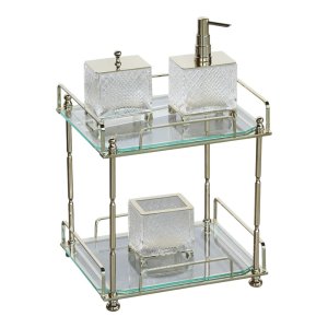 Two Tier Bathroom Organizer Gold PVD Finish