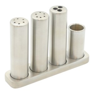 4-Piece Salt & Pepper Shaker Set Matte Chrome