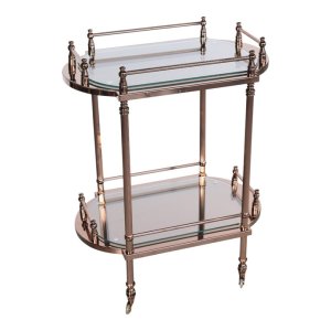 Two-Tier Brass Service Trolley Rose Finish