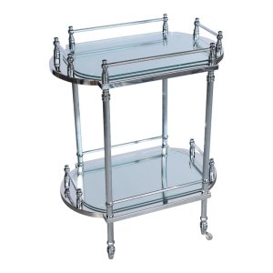 Two-Tier Brass Service Trolley Chrome Finish