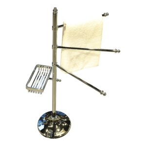 Modern Chrome Freestanding Bathroom Organizer with Multi Holders